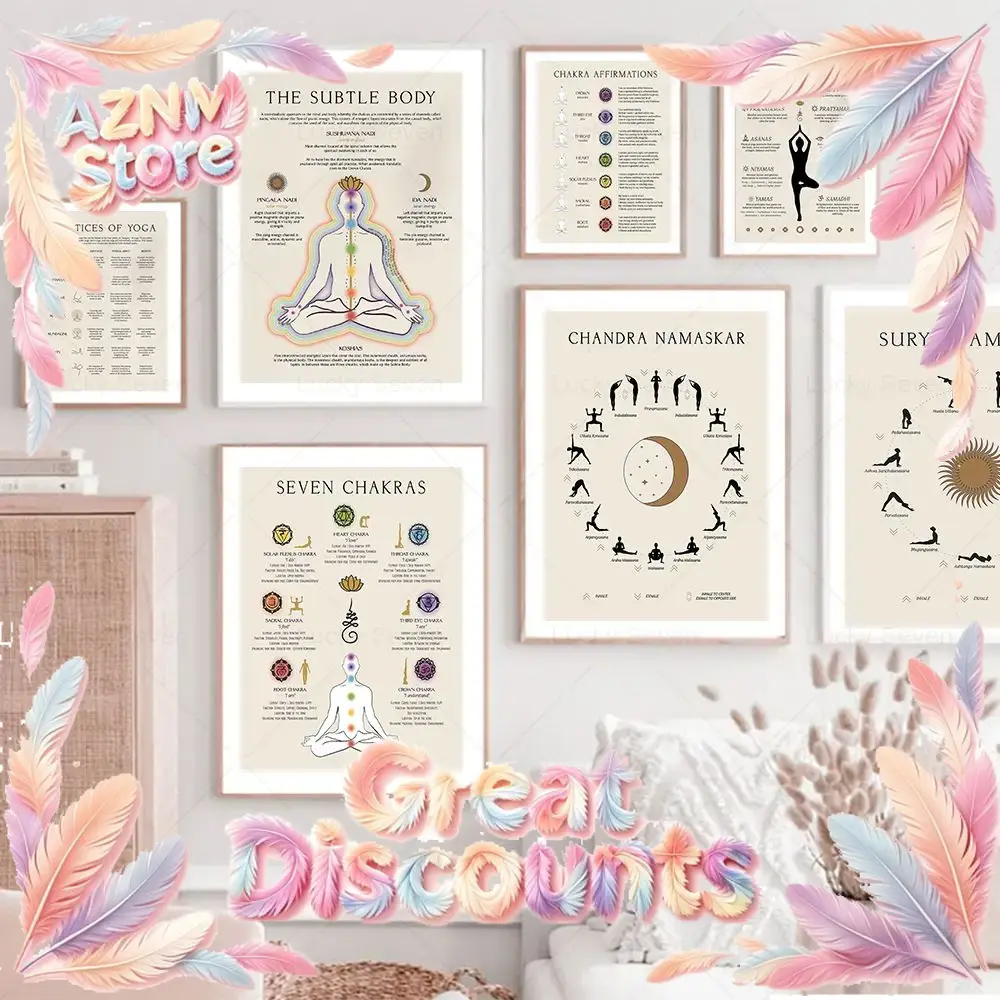 Zen Yoga Fitness - (2D canvas painting) Yoga Sun Salutation