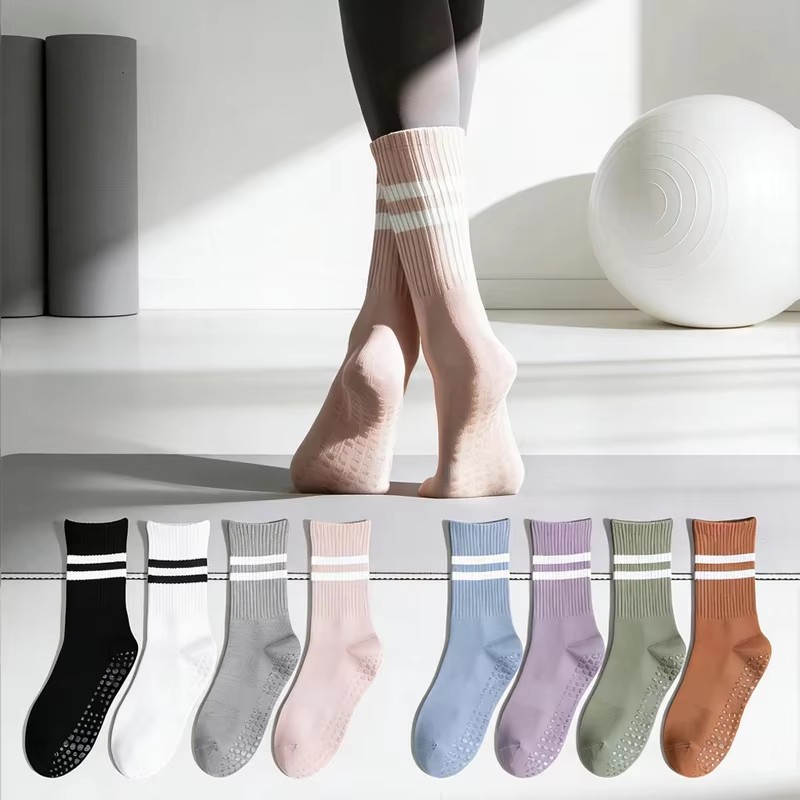 Yoga Fitness Youtube - 1/2/3Pair Sports Socks Cotton Mid-Tube Bottom