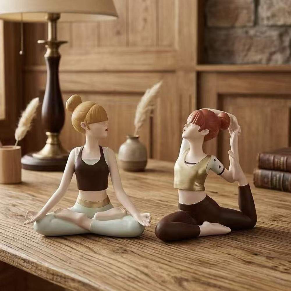 Zen Yoga Fitness - Yoga Girl Statue, Sandstone Texture Resin