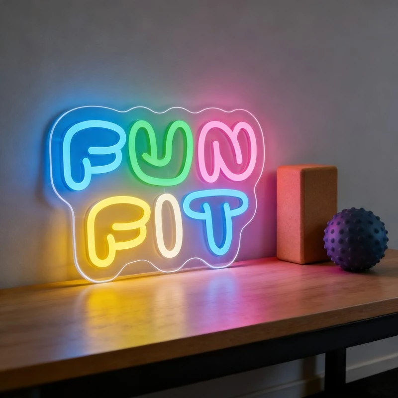 Fun Fit Neon Sign LED Cartoon  - Yoga Fitness Rooms review and price