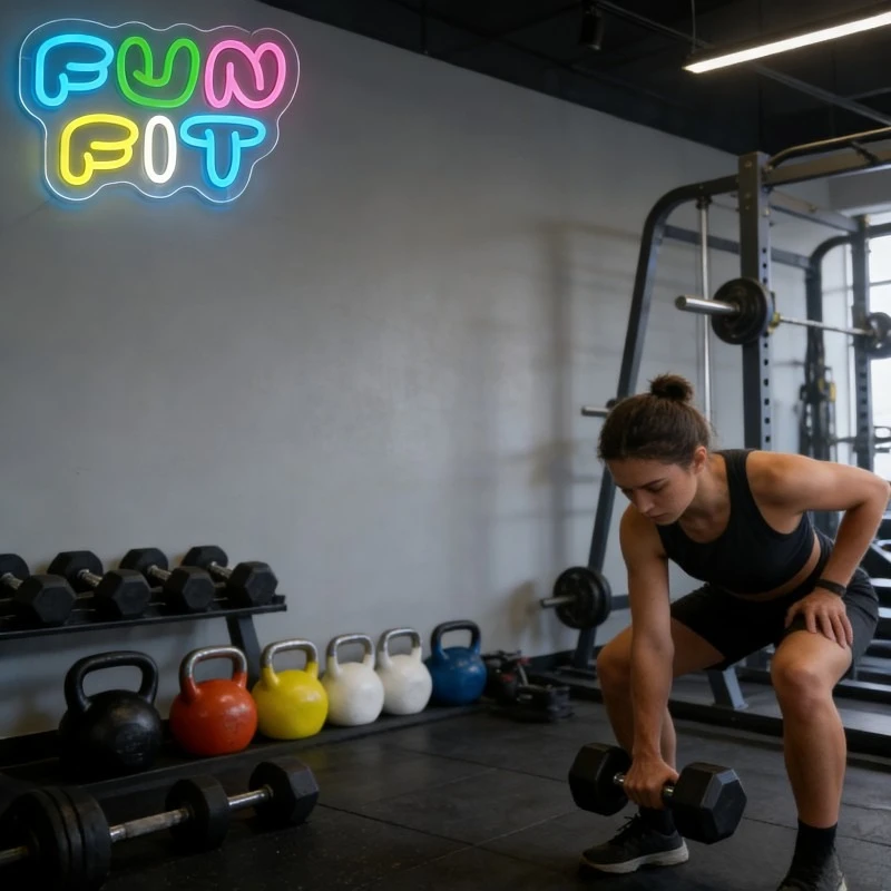 Fun Fit Neon Sign LED Cartoon  - Yoga Fitness Rooms review and price