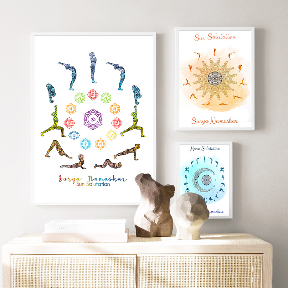 Yoga Pose Sun Moon Salutation  - Yoga Fitness Rooms review and price
