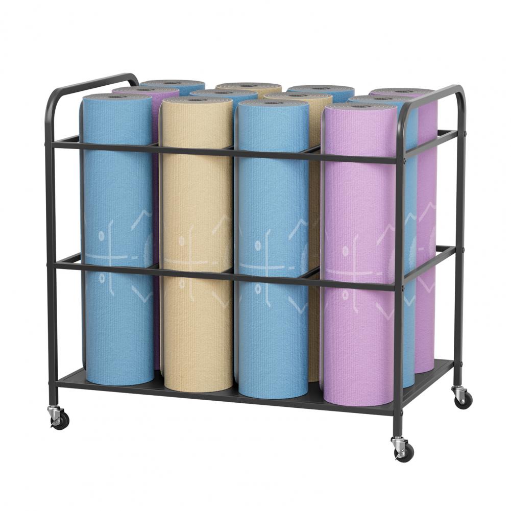 Yoga Mat Storage Rack with Whe - Yoga Fitness Rooms review and price