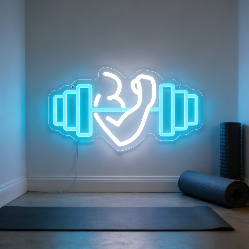 Bicep Dumbbell Neon Sign LED W - Yoga Fitness Rooms review and price