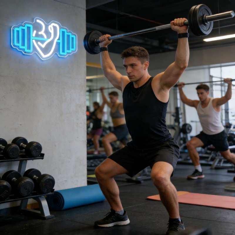 Bicep Dumbbell Neon Sign LED W - Yoga Fitness Rooms review and price