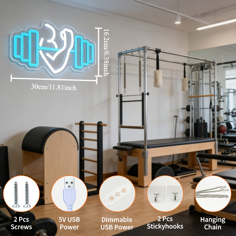 Bicep Dumbbell Neon Sign LED W - Yoga Fitness Rooms review and price
