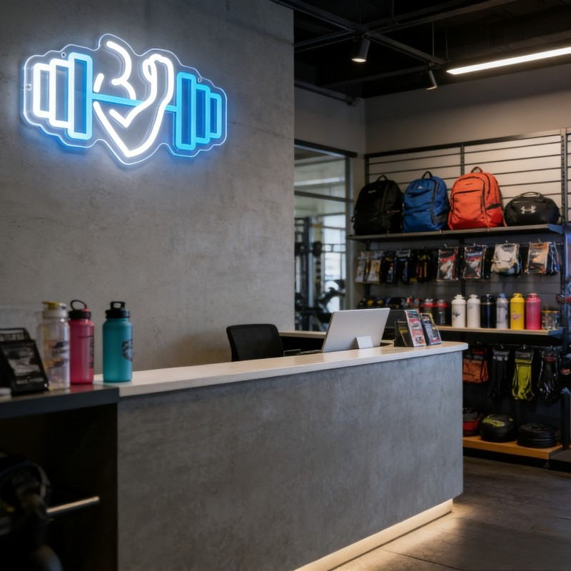 Bicep Dumbbell Neon Sign LED W - Yoga Fitness Rooms review and price